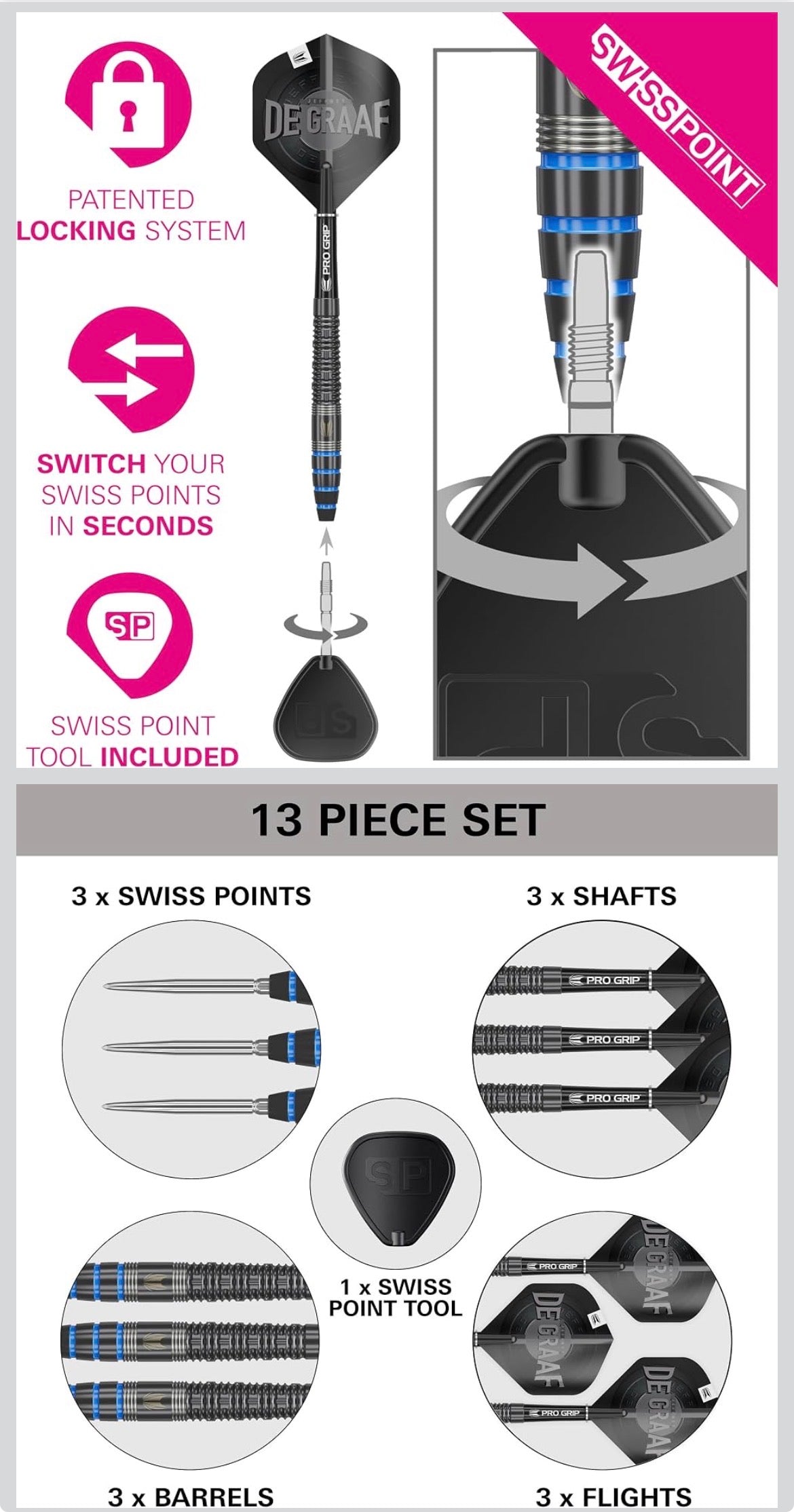 TARGET Darts Jeffrey de Graaf Gen 1 Steel Tip Swiss Point Darts