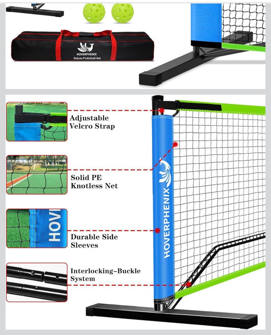 HoverPhenix Deluxe Portable Pickleball Net — Set Up Anywhere in Minutes