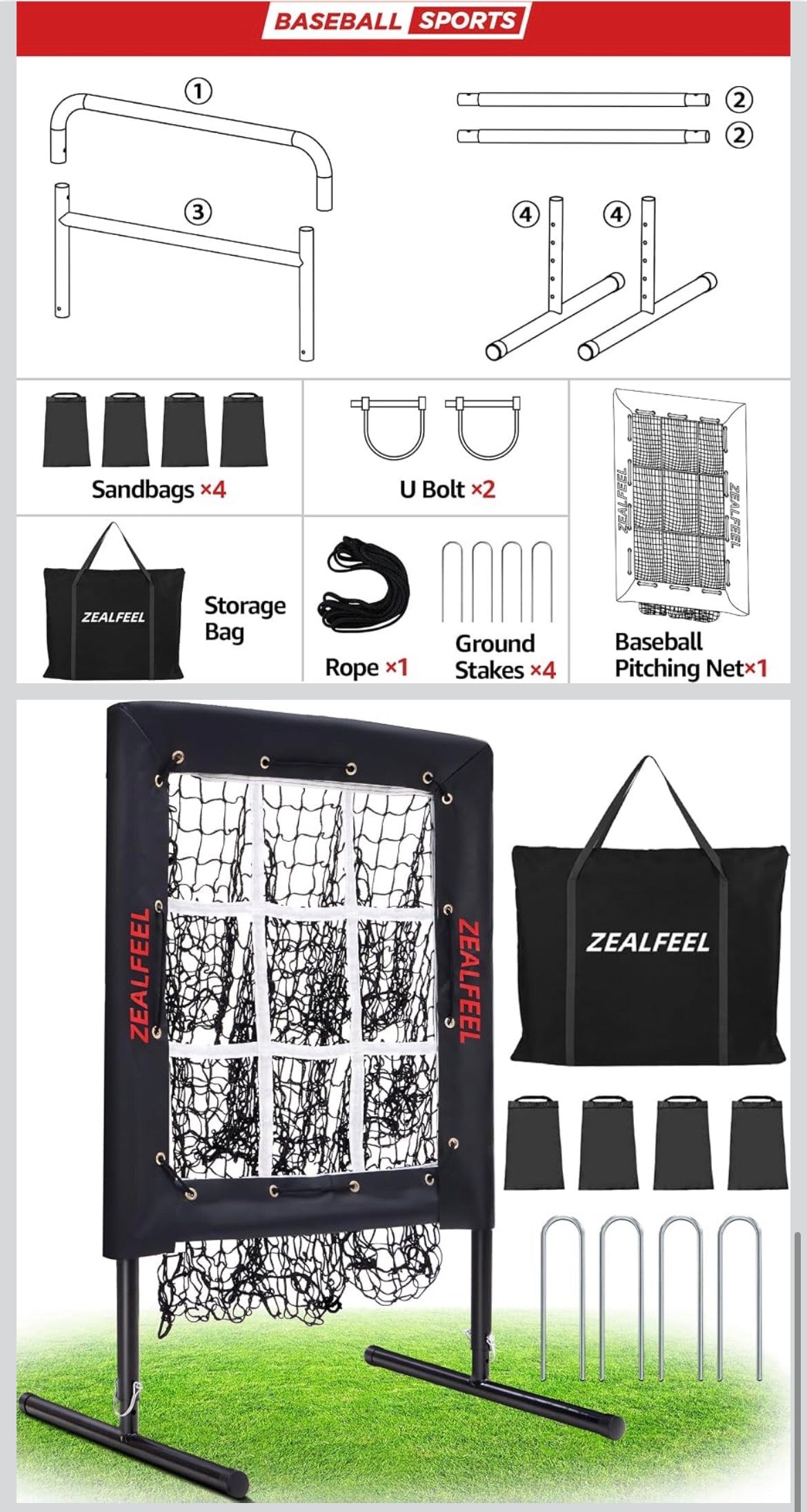 ZEALFEEL Baseball Pitching Net
