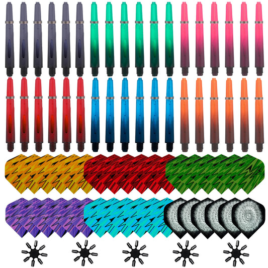 Huanqu113 Dart Accessories Set Includes: 36 Dart Flights, 36 Dart Shafts, 5 Dart Flight Protectors, 36 Spring Rings, Suitable for All Dart Players.