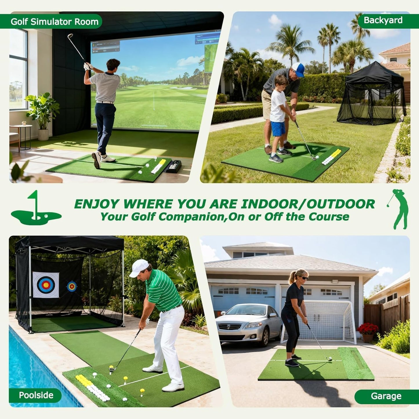 Golf Mat, 5x4FT&23X16IN Practice Mat Indoor/Outdoor,Artificial Thickened Golf Hitting Mat