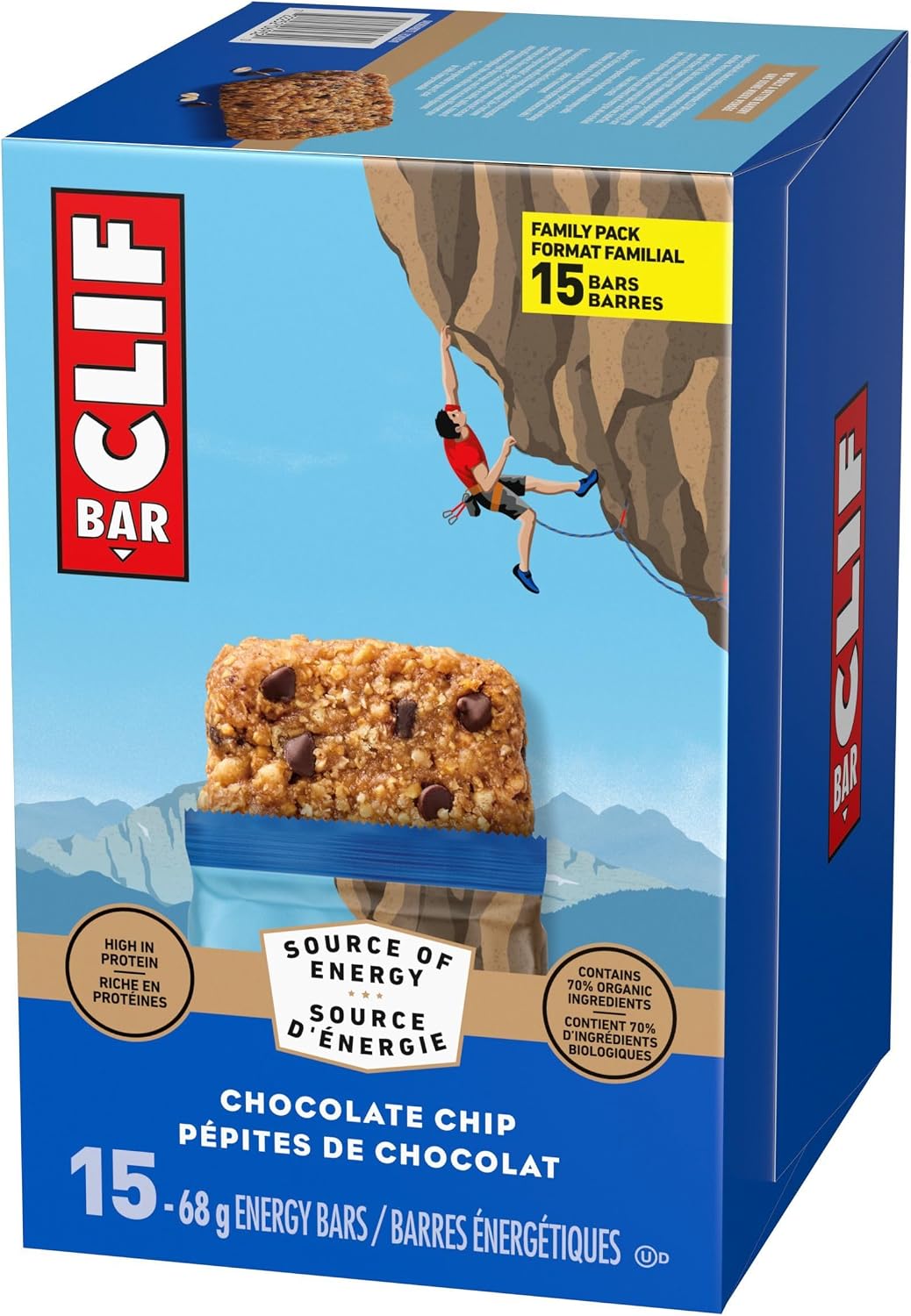 Clif Bar, Energy Bars, Chocolate Chip, High Protein, 1.02 kg (Pack of 15)