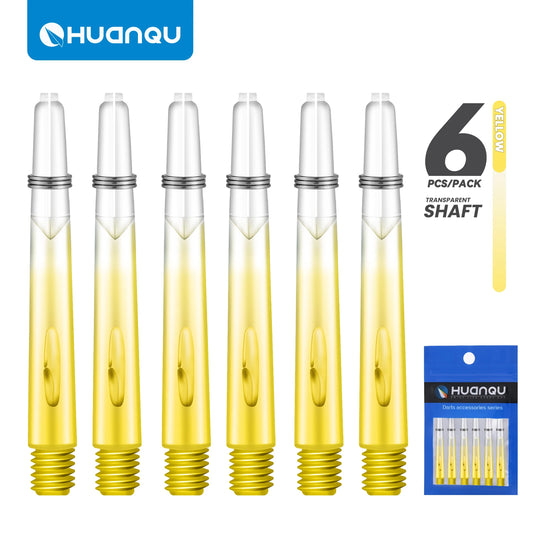 6-Pack of Transparent Colored Dart Shafts, Total Length 53mm, Made of Pc Material, Equipped with Spring Rings, Suitable for Standard 2Ba Thread, Dart Accessories