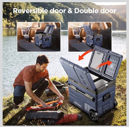 BODEGACOOLER 12V Portable Refrigerator Dual Zone 48 Quart