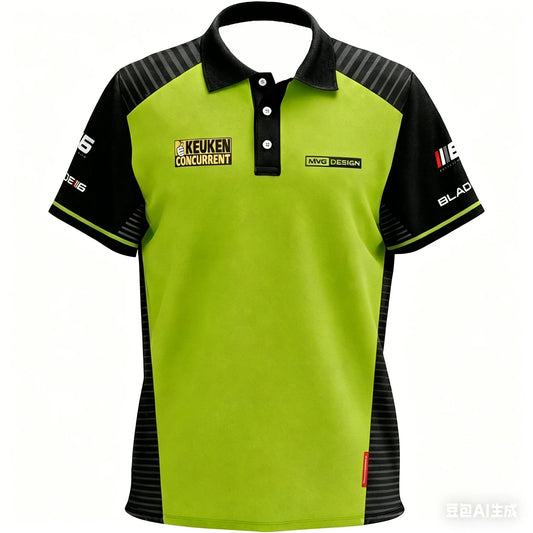 Mens Breathable Short Sleeve Darts Polo Shirt Button Neck Sports Jersey Casual Athletic Top for Darts Competition Training