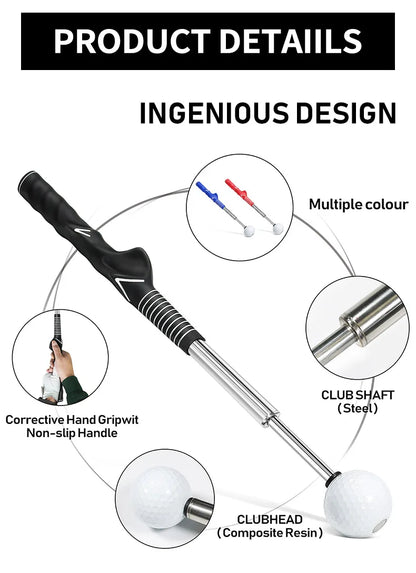 Golf Left and Right Hands Telescopic Swing Trainer Posture Corrector Practice Golf Swing Practice Telescopic Rod Trainer