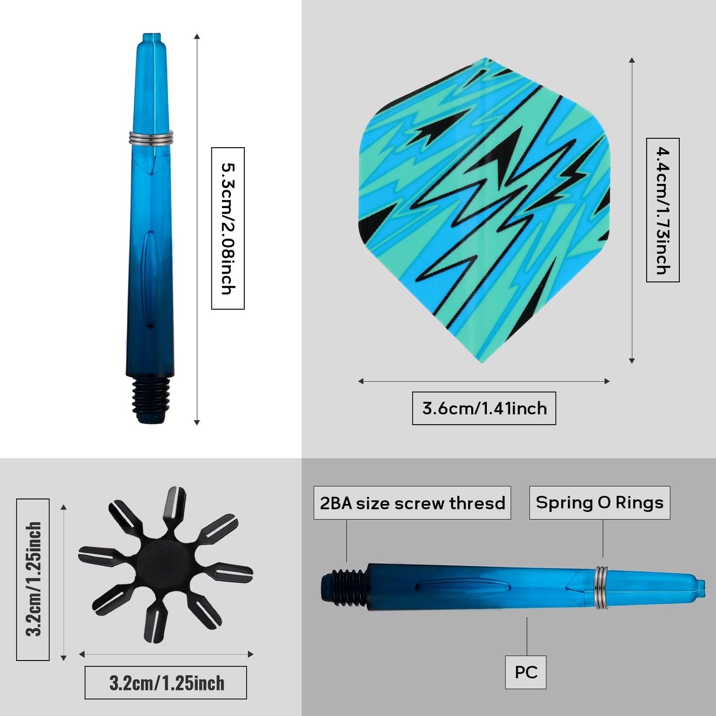 Huanqu113 Dart Accessories Set Includes: 36 Dart Flights, 36 Dart Shafts, 5 Dart Flight Protectors, 36 Spring Rings, Suitable for All Dart Players.
