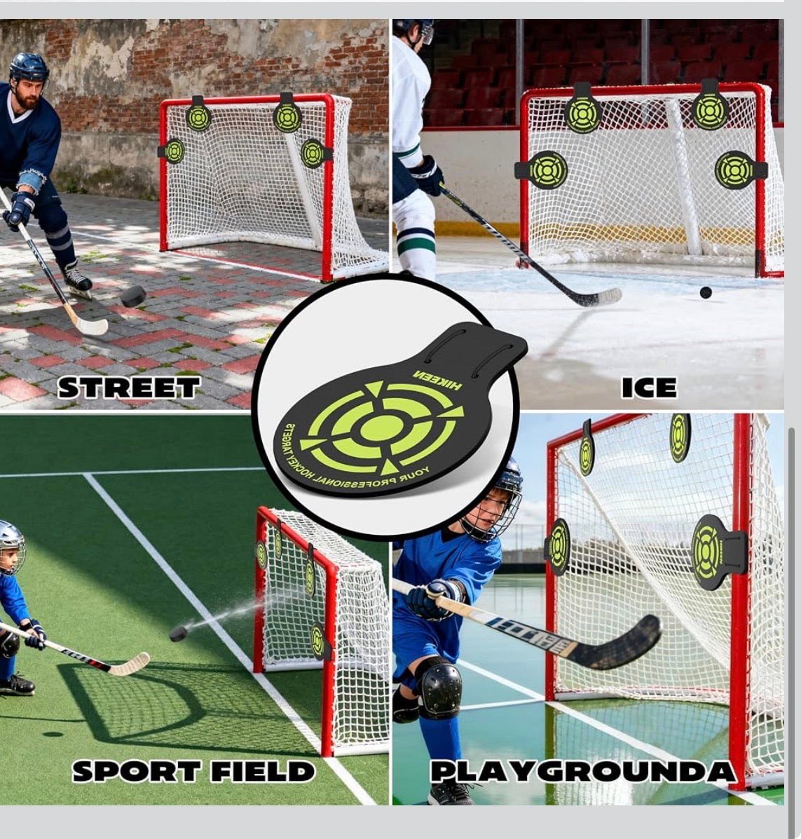 Hikeen 4 Pcs Professional Hockey Targets-Durable 5mm Thick PVC Goal Targets