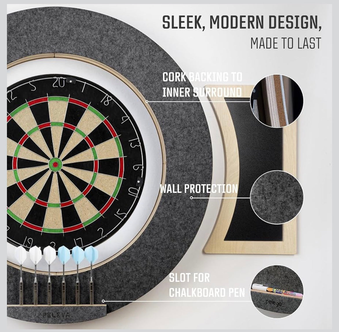 Dart Board Cabinet Set with LED Light
