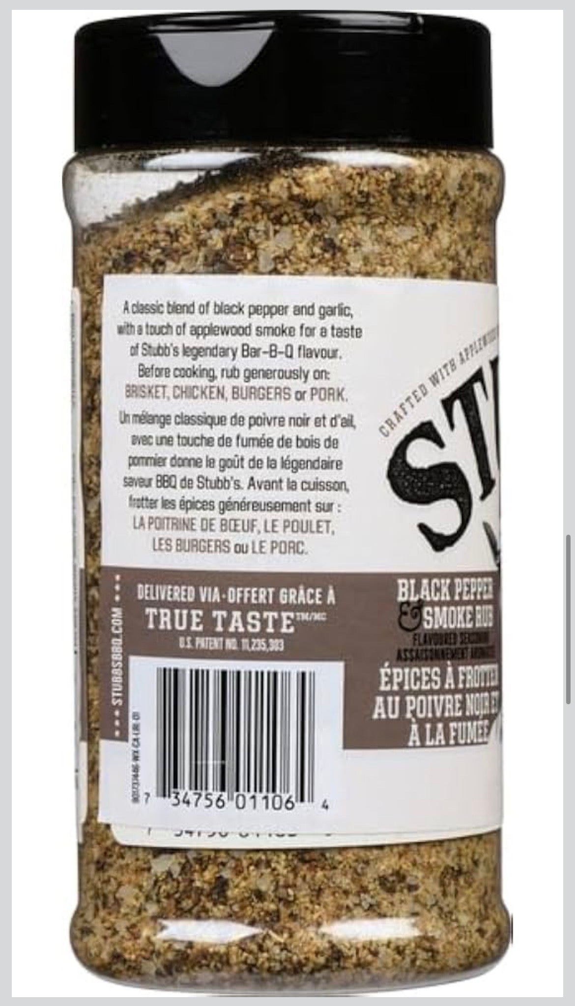 Stubb's Black Pepper & Smoke Rub Seasoning, Crafted with Applewood Smoke, Texas BBQ, Flavourful Barbecue Rub for Brisket, Burgers, Chicken or Pork, 345 g
