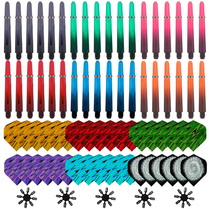 Huanqu113 Dart Accessories Set Includes: 36 Dart Flights, 36 Dart Shafts, 5 Dart Flight Protectors, 36 Spring Rings, Suitable for All Dart Players.