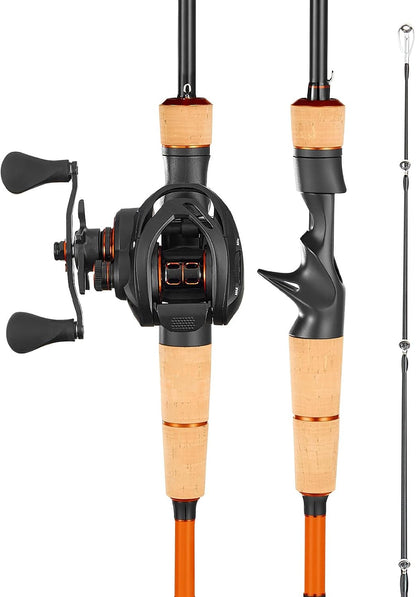 Baitcasting Rod and Reel Combo — Cork Grip Casting Rod & Baitcaster Set