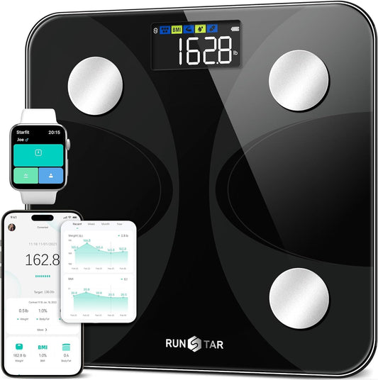 RunStar Smart Scale for Body Weight and Fat Percentage, High Accuracy Digital Bathroom Scale