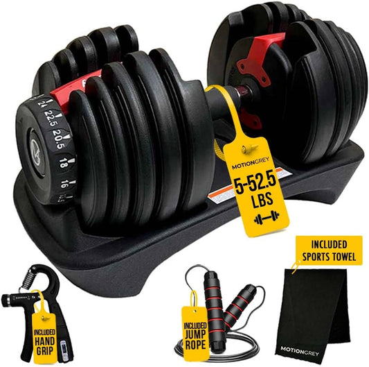 MotionGrey 5-52.5LB Adjustable Dumbbell Set