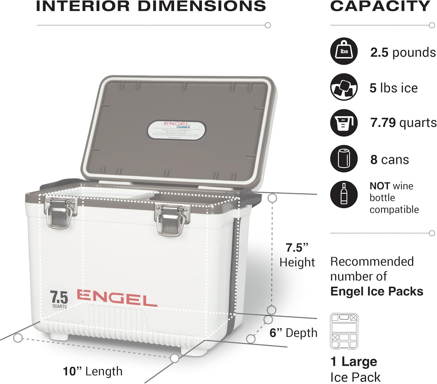 Engel UC7 7.5qt Leak-Proof, Air Tight, Drybox Cooler and Small Hard Shell Lunchbox