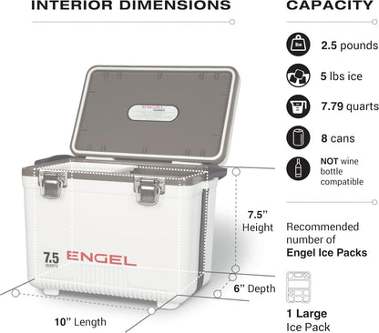 Engel UC7 7.5qt Leak-Proof, Air Tight, Drybox Cooler and Small Hard Shell Lunchbox