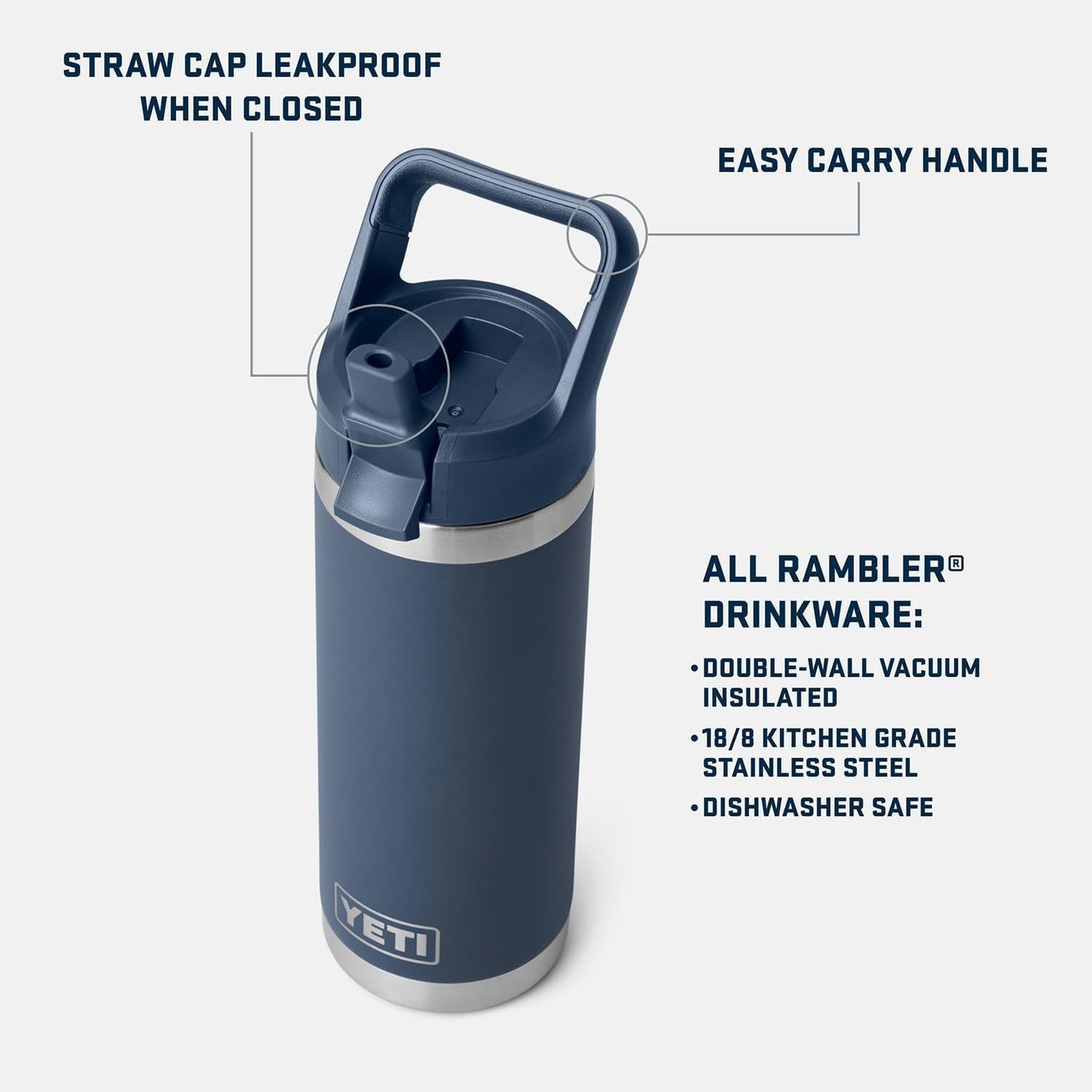 YETI Rambler 18 oz Bottle, Vacuum Insulated