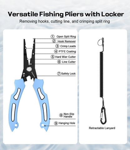 Sidomma Pro Fishing Gear and Equipment Tools Accessories Kit with Fishing Pliers Fillet Knife Scissors Fish Lip Gripper Fish Ruler Fishing Gifts for Men...