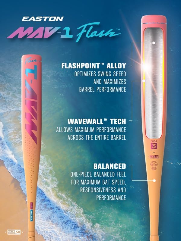 Easton | 2026 | MAV1 Flash Baseball Bat | BBCOR | -3 Drop | 2 5/8" Barrel | 1 Pc. Alloy
