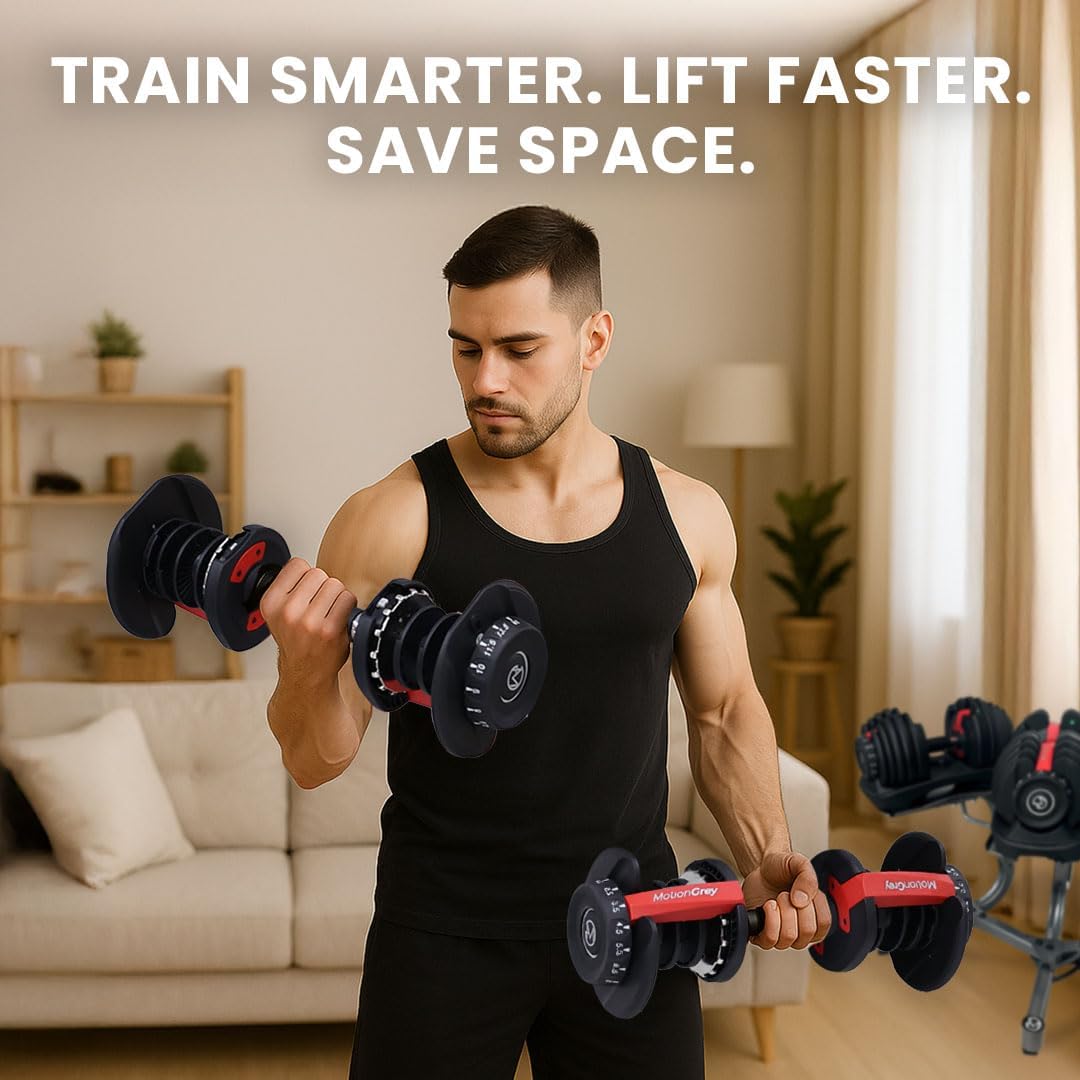 MotionGrey 5-52.5LB Adjustable Dumbbell Set