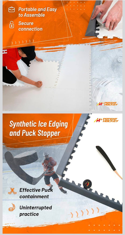Ice Hockey Home Training Kit: 10 Pcs Synthetic Ice Tiles
