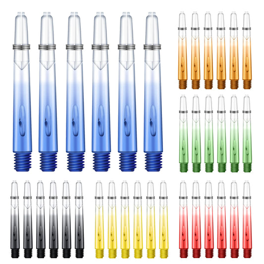 6-Pack of Transparent Colored Dart Shafts, Total Length 53mm, Made of Pc Material, Equipped with Spring Rings, Suitable for Standard 2Ba Thread, Dart Accessories