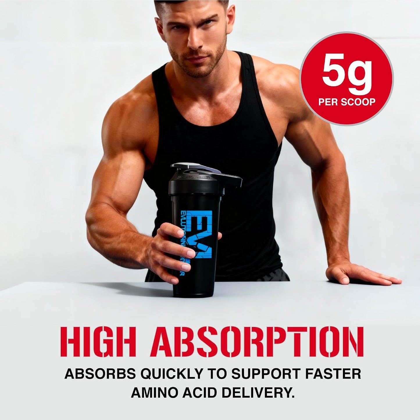EVL BCAA5000 Powder - 5G Branched Chain Amino Acids - 30 Servings - Cherry