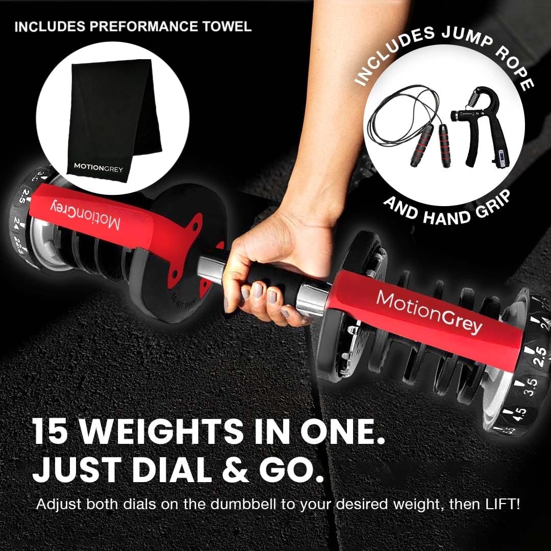 MotionGrey 5-52.5LB Adjustable Dumbbell Set