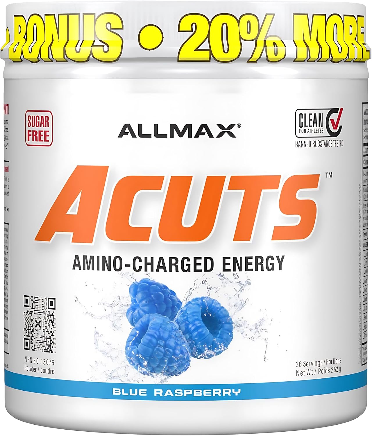 ALLMAX ACUTS Amino Energy Powder, Blue Raspberry