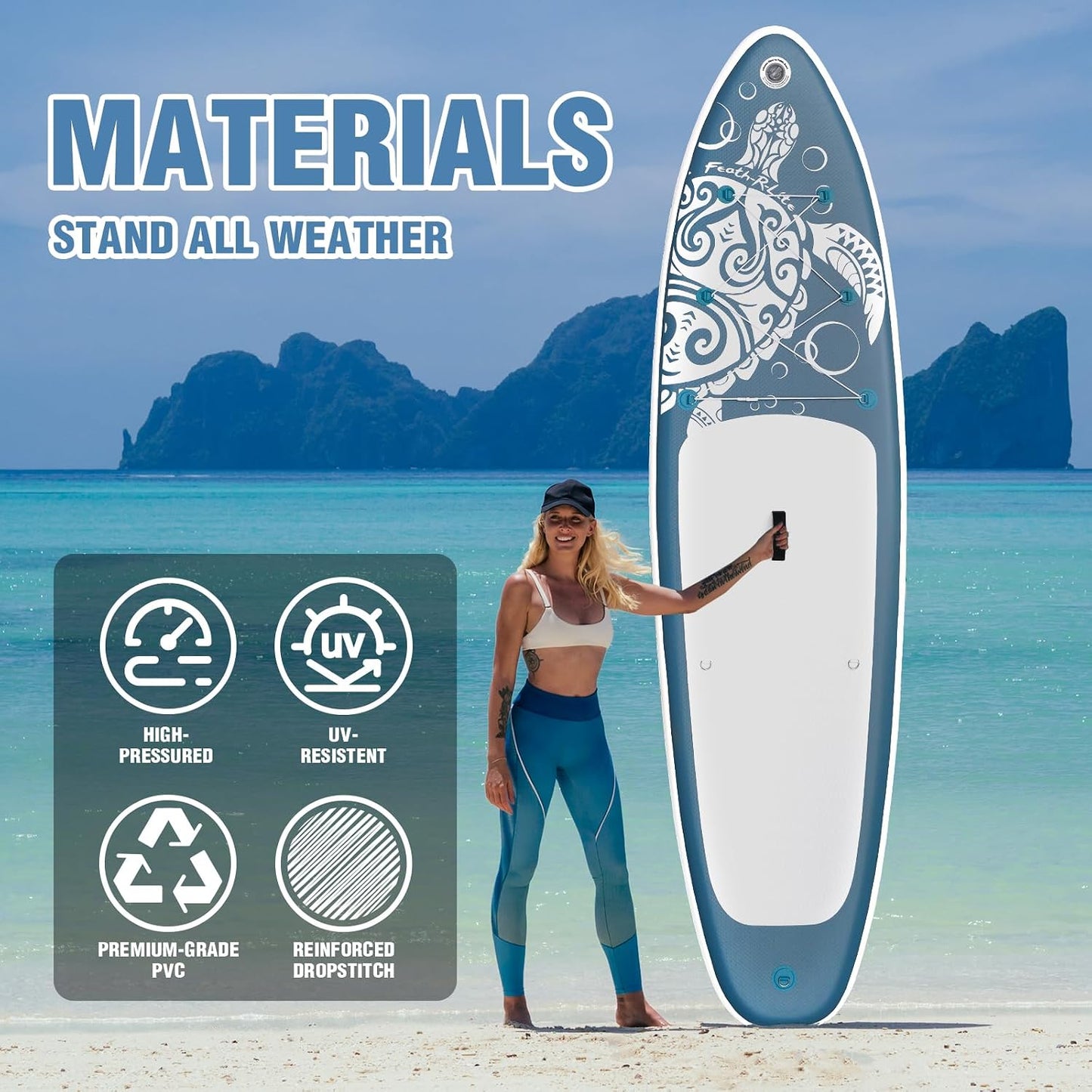 FEATH-R-LITE Inflatable Stand Up Paddle Board with Beginner SUP Accessories