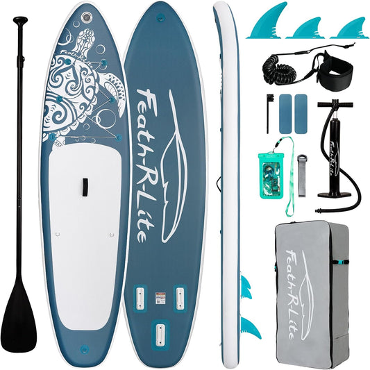 FEATH-R-LITE Inflatable Stand Up Paddle Board with Beginner SUP Accessories