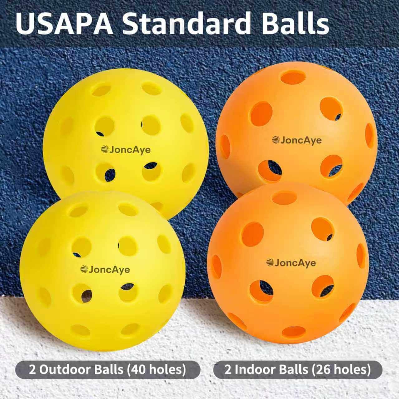 JoncAye Pickleball Paddles Set of 4 or 2 Fiberglass Rackets USAPA Approved