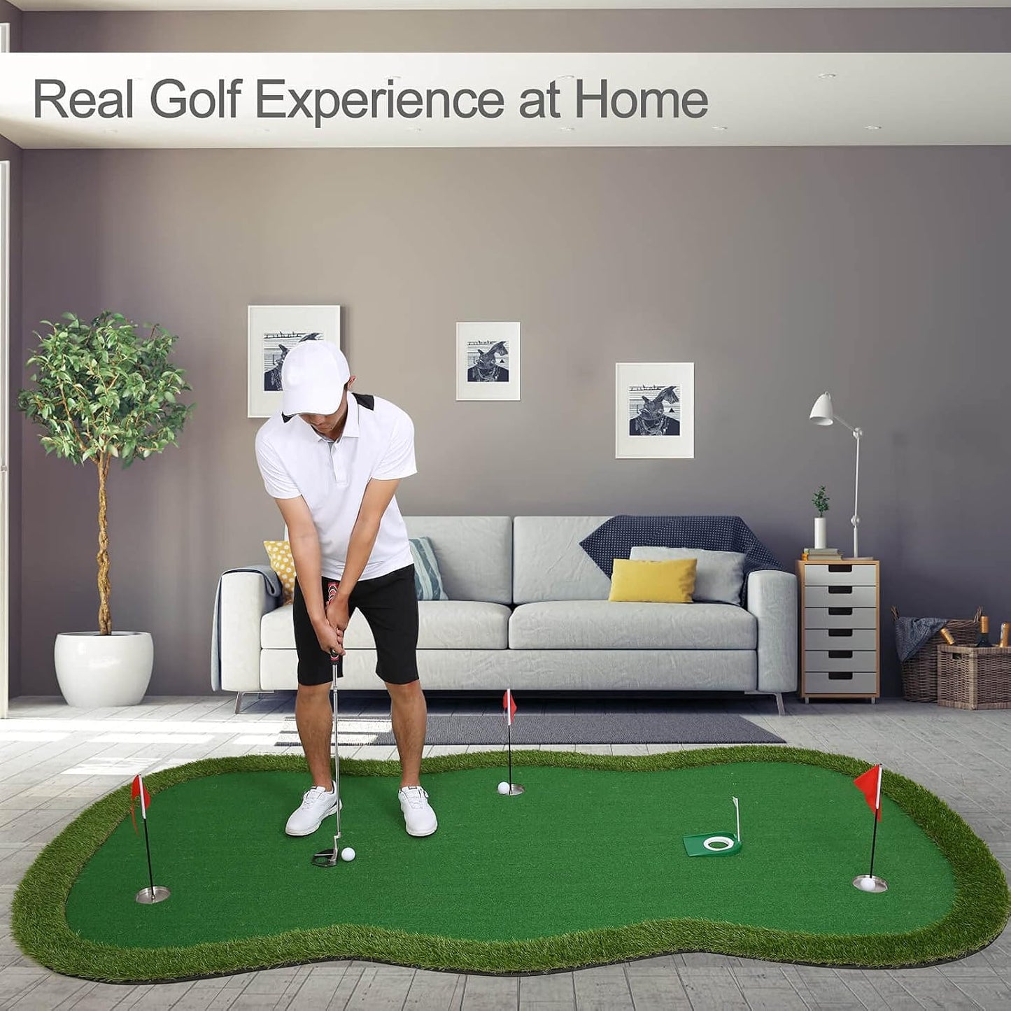 Chriiena Golf Putting Green,Large Practice Putting Mat for Indoor Outdoor