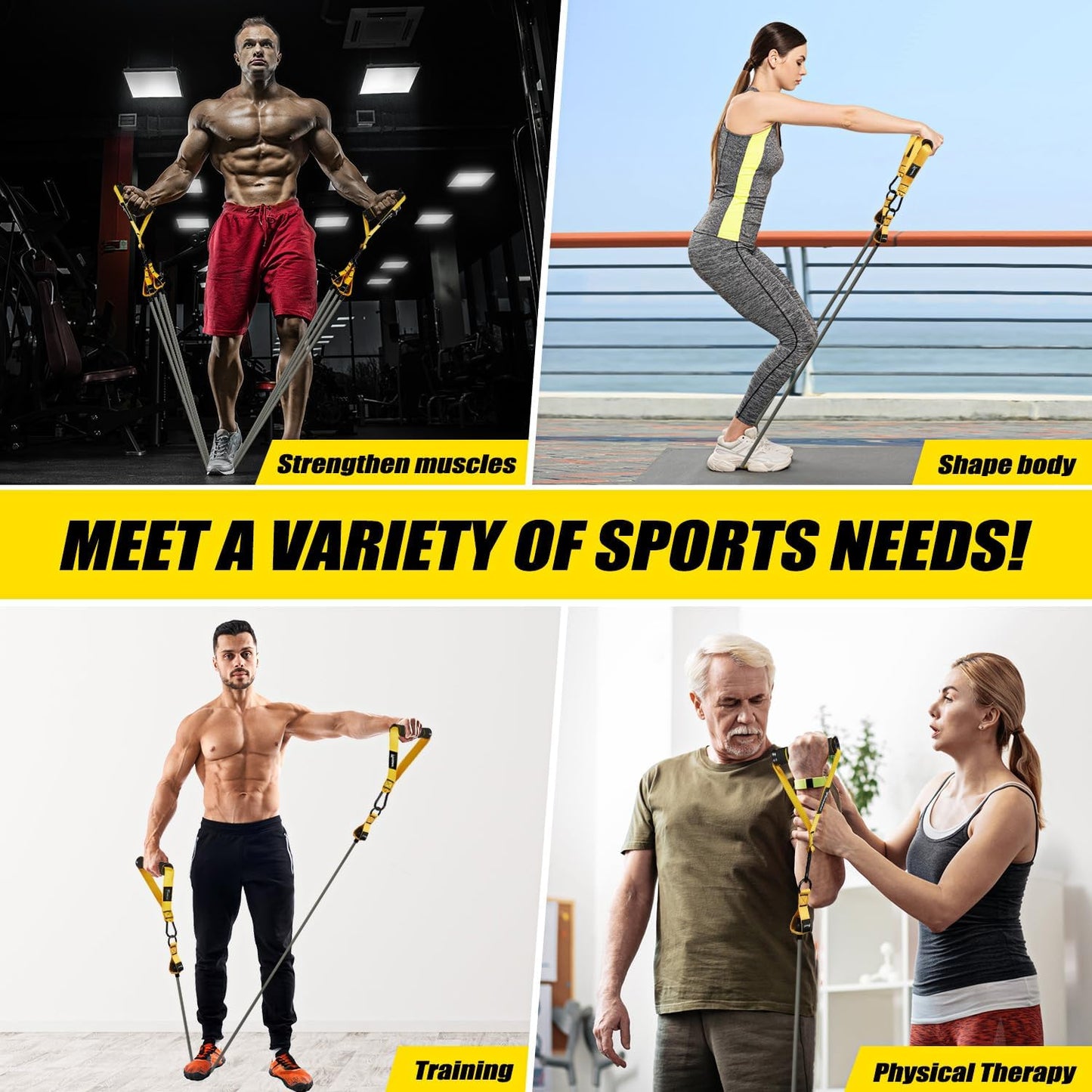 WOQQW Resistance Bands, Heavy Exercise Bands with Handles