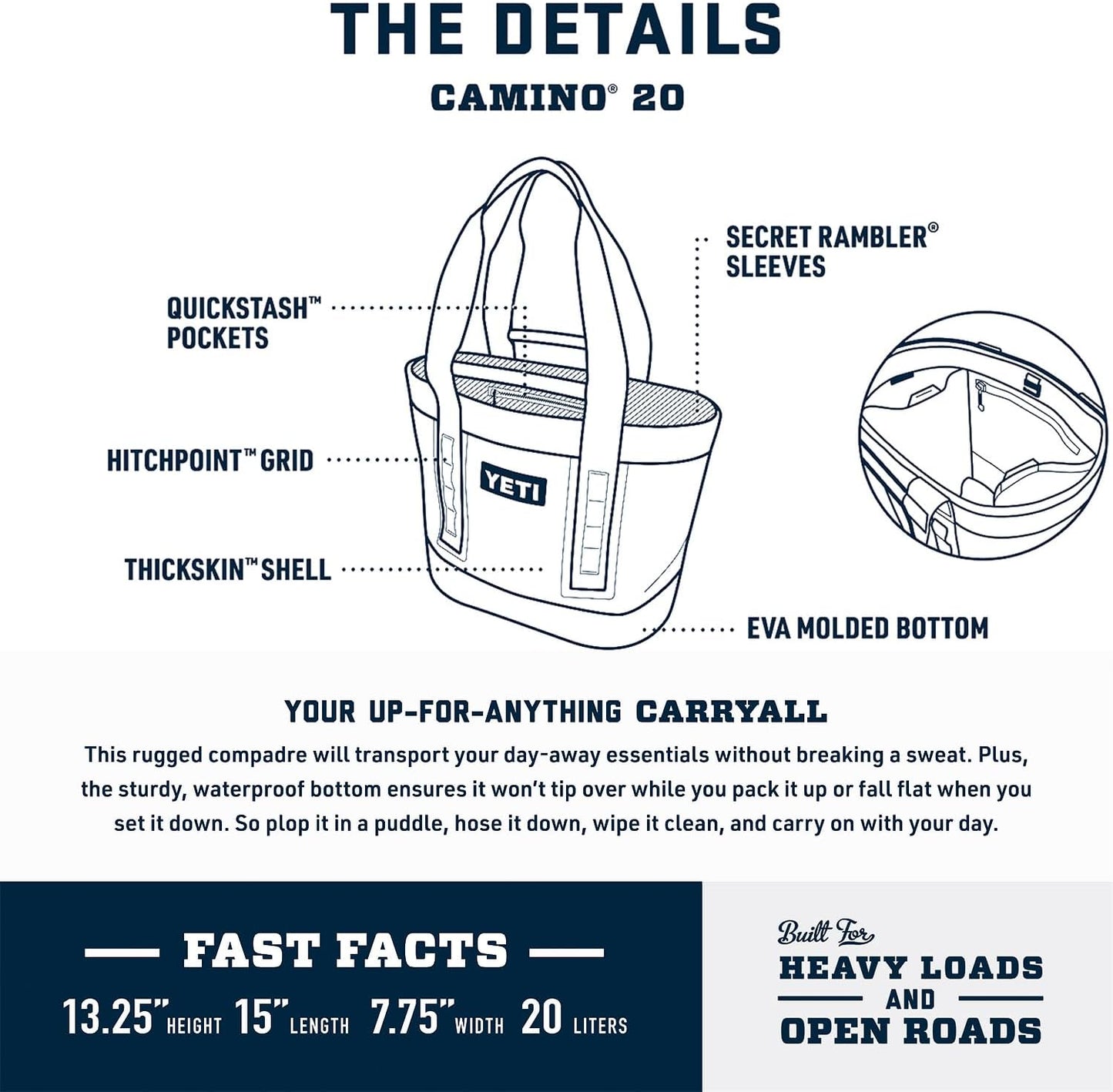 YETI Camino 20 Carryall with Internal Dividers, All-Purpose Utility Bag