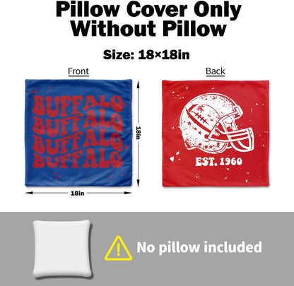 Buffalo Football Pillow Covers – Fan Gift for Men & Women, Sofa & Couch Décor