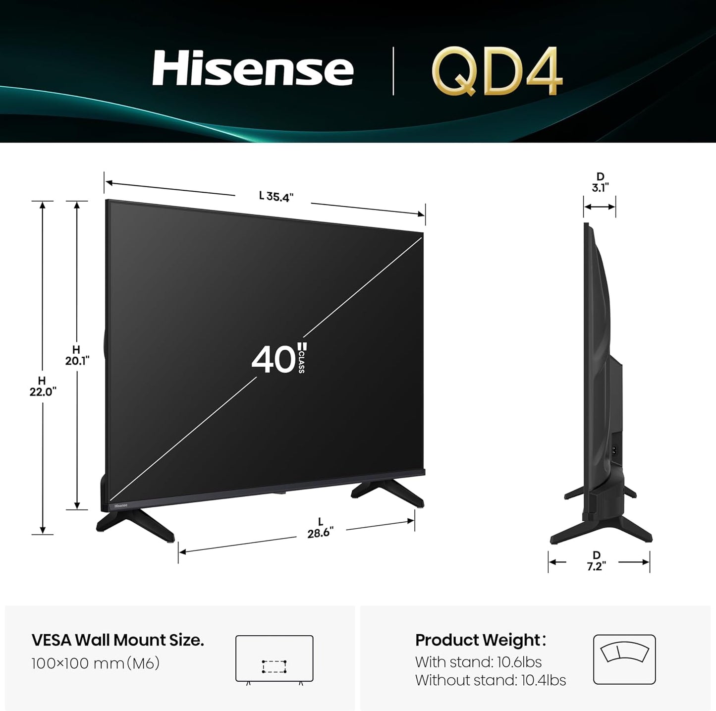 Hisense 40" Hi-QLED HD Smart Fire TV (40QD4SF)