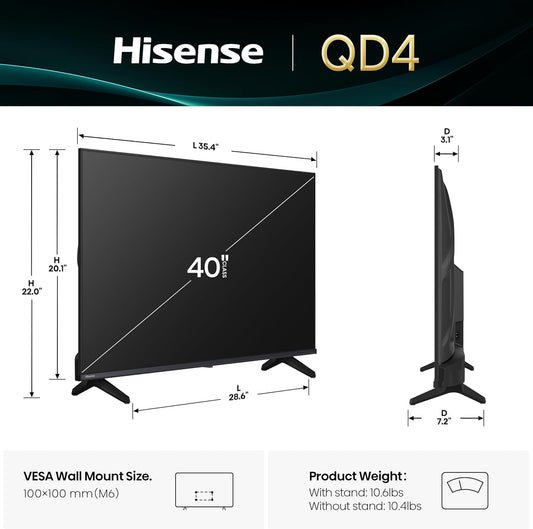 Hisense 40" Hi-QLED HD Smart Fire TV (40QD4SF)