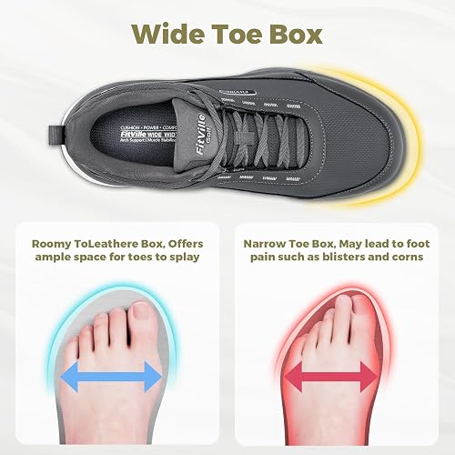 FitVille Extra Wide Mens Golf Shoes Arch Fit Spikeless Course Shoes