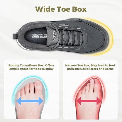 FitVille Extra Wide Mens Golf Shoes Arch Fit Spikeless Course Shoes