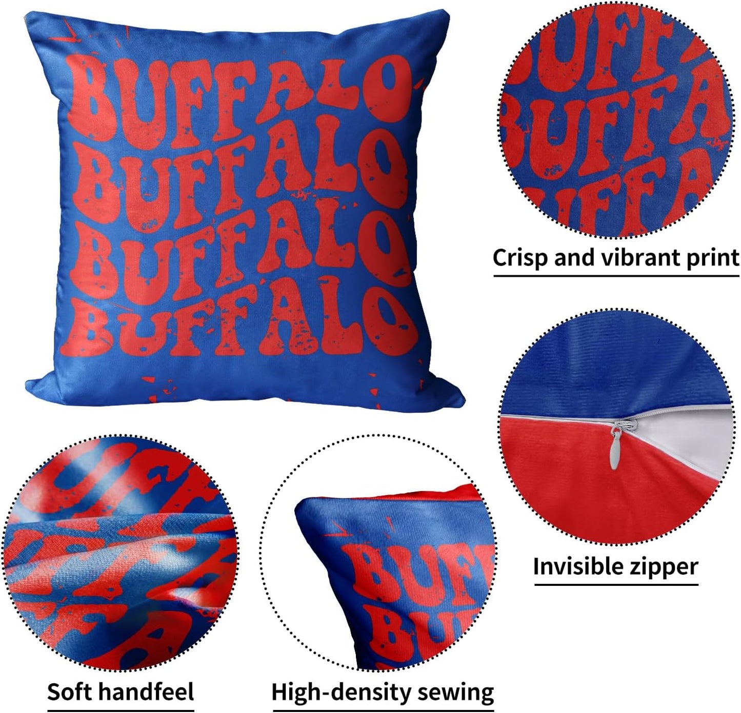 Buffalo Football Pillow Covers – Fan Gift for Men & Women, Sofa & Couch Décor