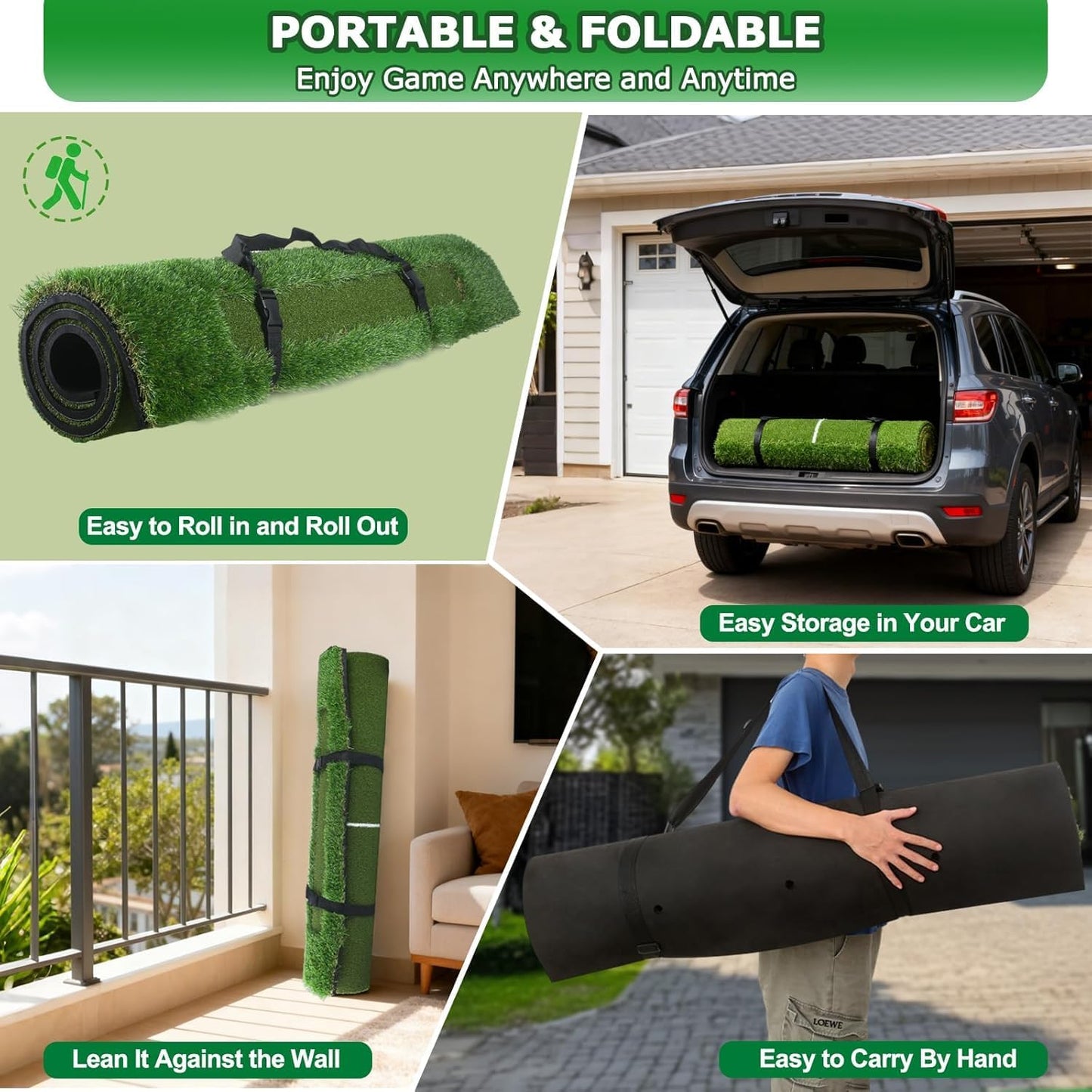 Golf Mat, 5x4FT&23X16IN Practice Mat Indoor/Outdoor,Artificial Thickened Golf Hitting Mat