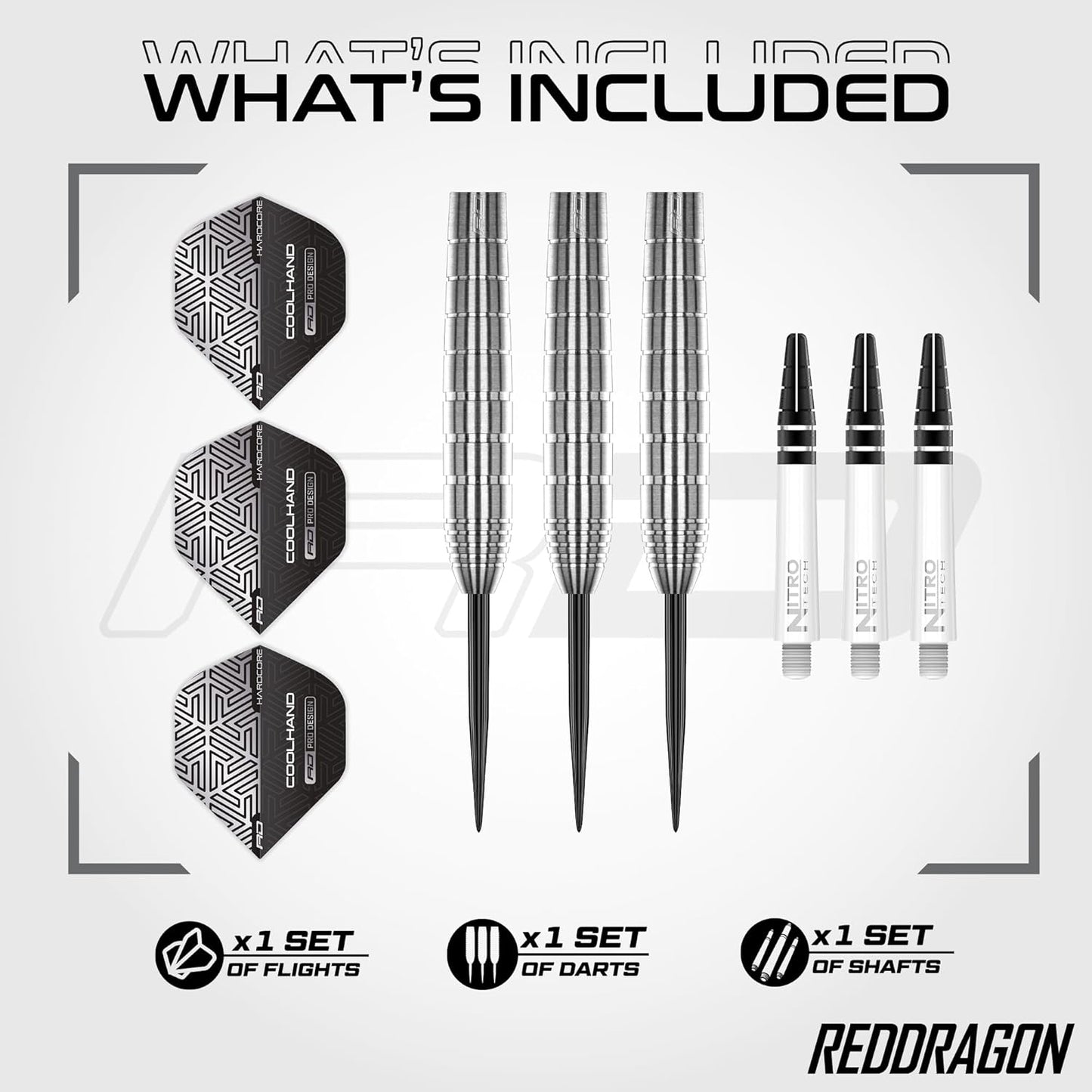 RED DRAGON Luke Humphries TX Series Premium Tungsten Darts Set with Flights and Stems