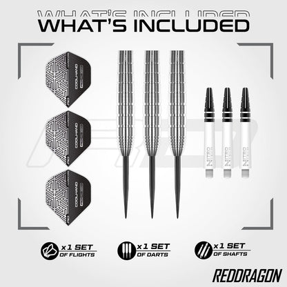 RED DRAGON Luke Humphries TX Series Premium Tungsten Darts Set with Flights and Stems