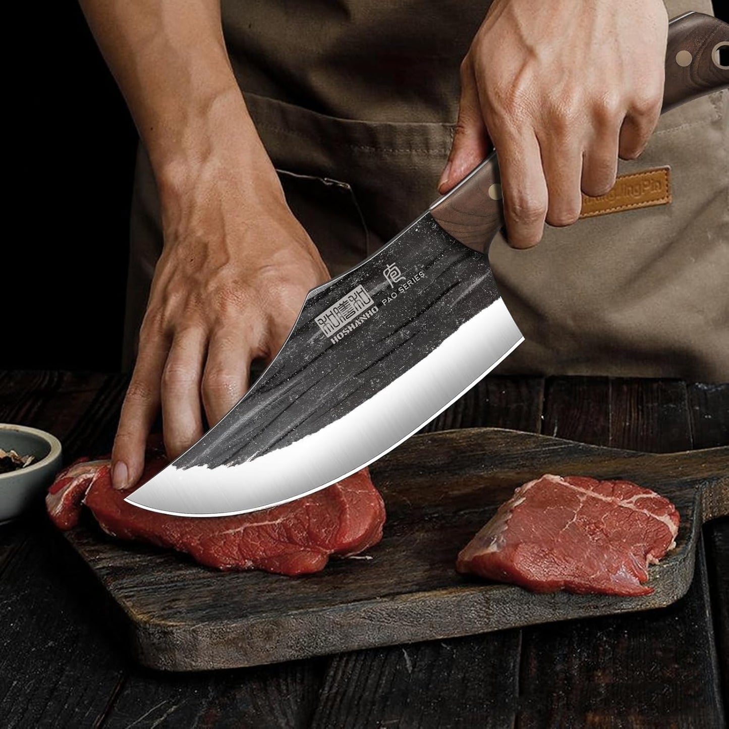 HOSHANHO Butcher Knife Set, Sharp Kitchen Knife Set & Roll Bag
