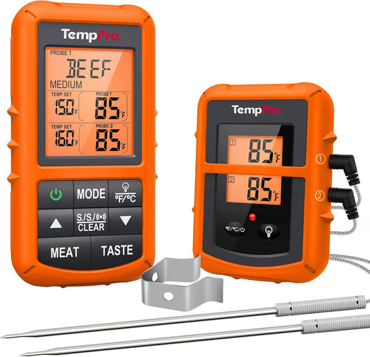 TempPro TP20 500FT Wireless Meat Thermometer with Dual Meat Probe