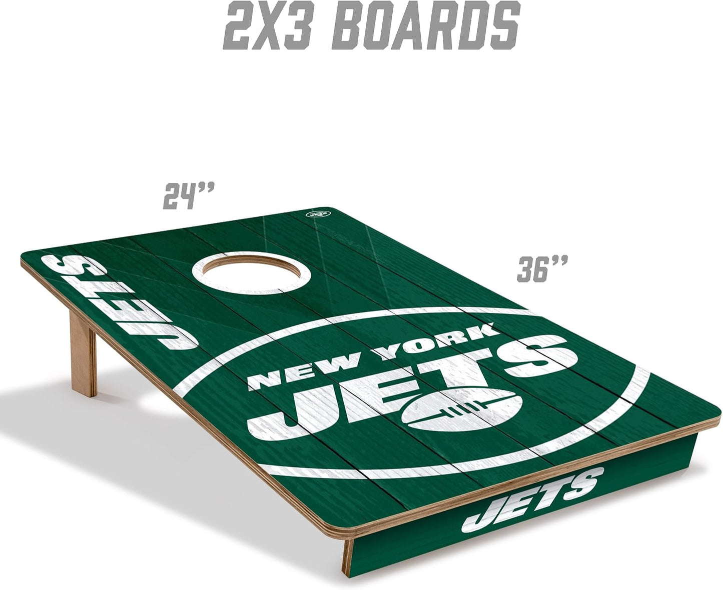 YouTheFan NFL New York Jets 2’ x 3’ Wood Cornhole Game with Logo Bags