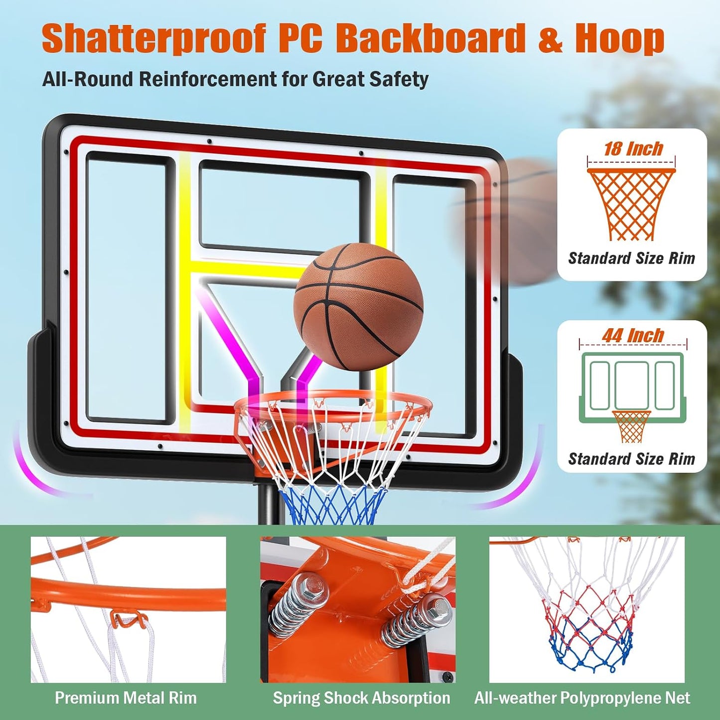 Giantex Basketball Hoop Outdoor - 7.4-10 FT