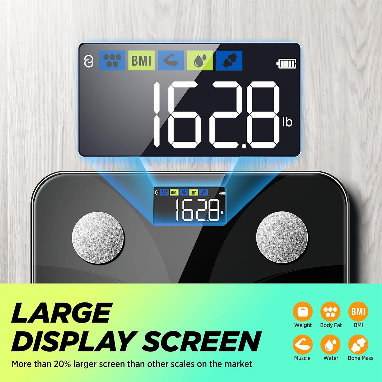 RunStar Smart Scale for Body Weight and Fat Percentage, High Accuracy Digital Bathroom Scale