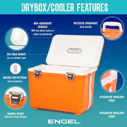 Engel UC7 7.5qt Leak-Proof, Air Tight, Drybox Cooler and Small Hard Shell Lunchbox